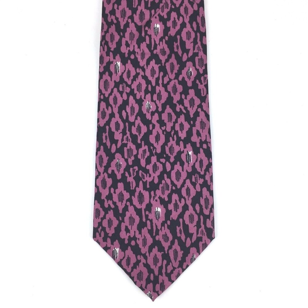Men's Serica Pink & Black Tie 100% Pure Italian Silk Wide Short Dress Necktie - Picture 3 of 10